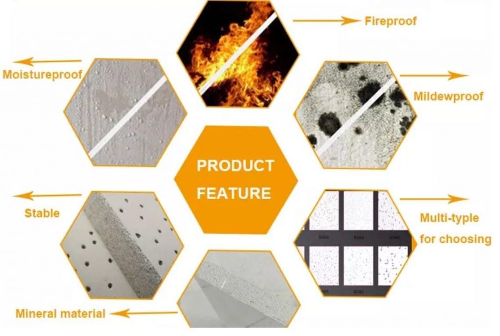 feature of fiber ceiling tiles 600x600x18mm